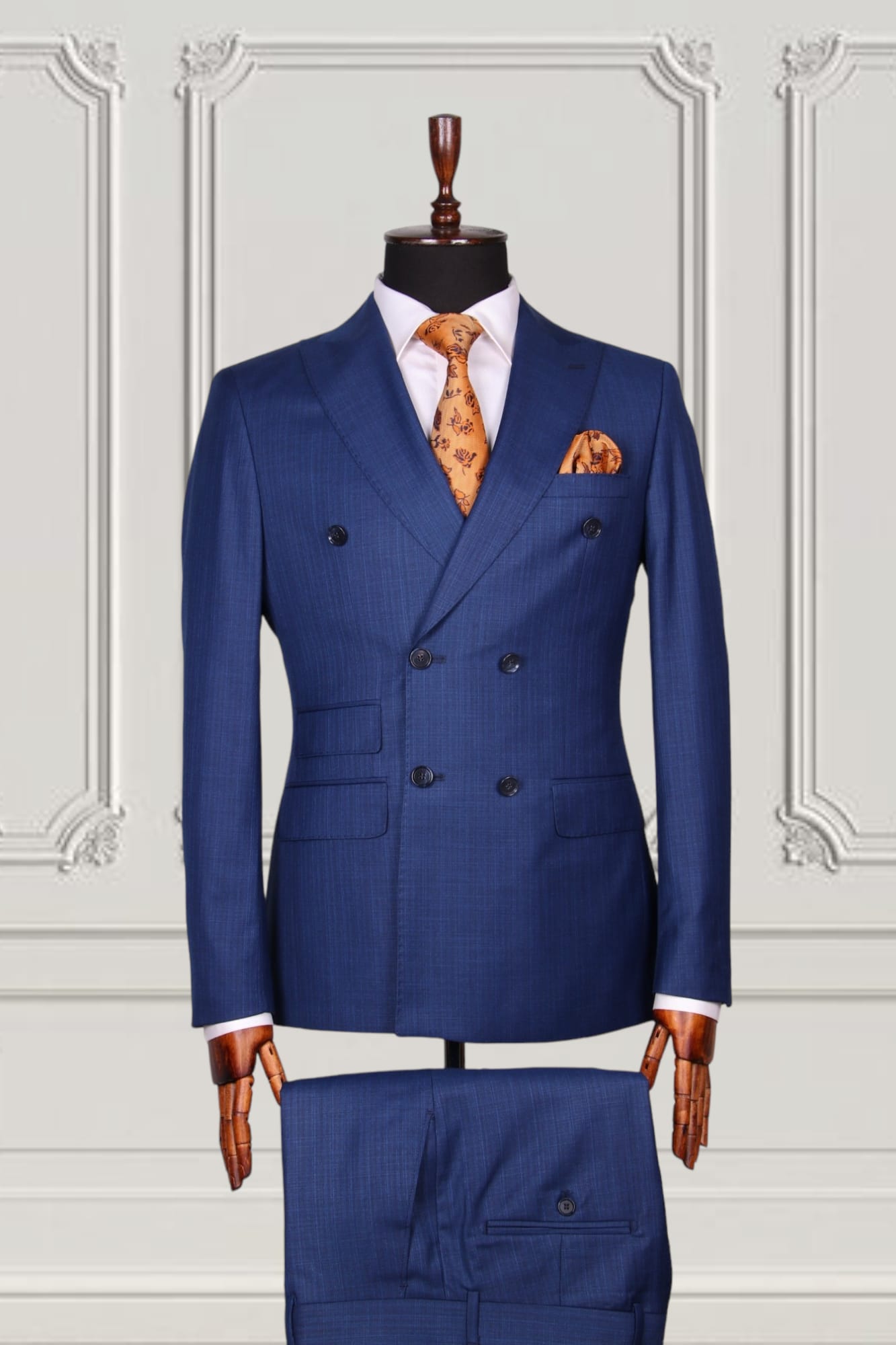 Light Blue Double Breasted Slim Fit Suit - Newman-Classics